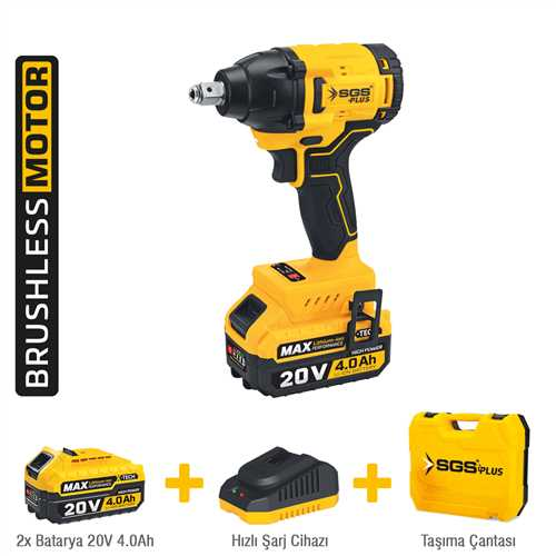 DARBELİ SOMUN SIKMA SETİ 330 Nm Tork 20V 1/2” 2*4.0Ah (KÖMÜRSÜZ MOTOR) SGS5502